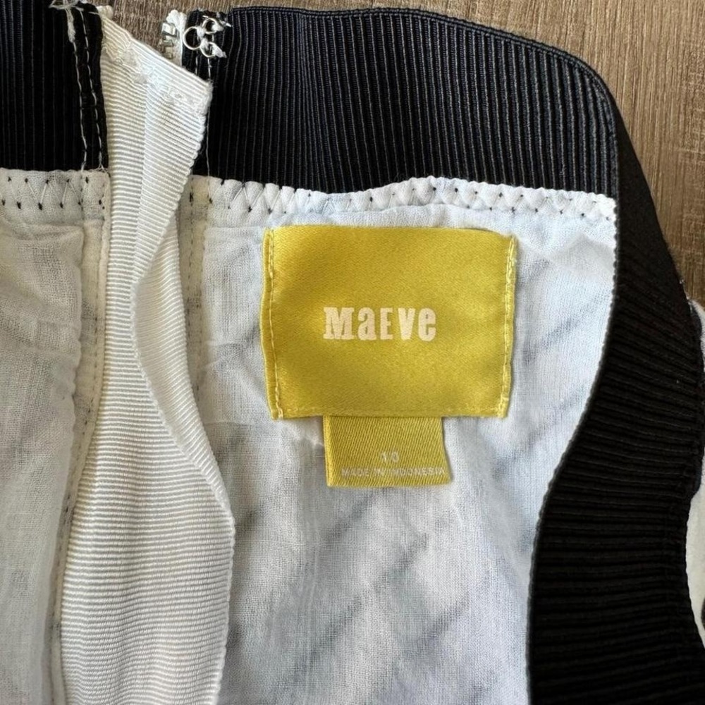Maeve Drop Waist Skirt Women's Size 10 Black White Striped Flare Anthropologie - Picture 5 of 8